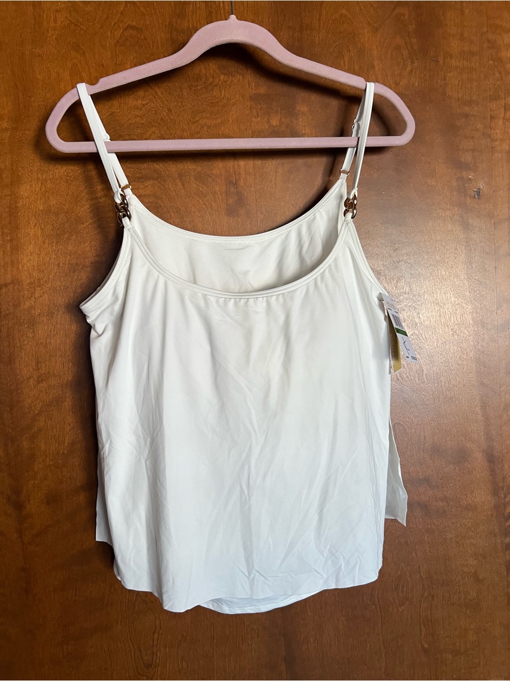 Michael Kors White Adjustable-Strap Bathing Suit Top